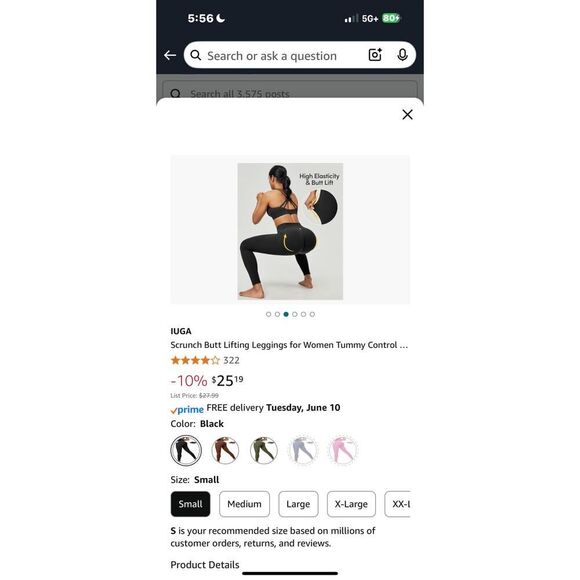 IUGA Women’s‎ High-Waisted Workout Leggings – Medium | NWOT | Soft & Stretchy - Picture 7 of 8